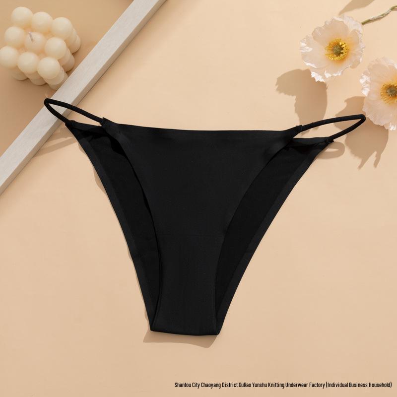 

European & American Women s Seamless Ice Silk Breathable Underwear - Thin Strap, Plus Size, Pure Cotton Crotch XS