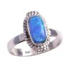 Natürlicher äthiopischer Opal-Edelstein, handgefertigt, massives 925er Sterlingsilber, Ring S.7 E9j87