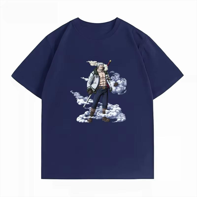 One Piece Casual Oversized Crew Neck Summer Short‑Sleeve T‑Shirt with Smoker Anime Graphic Print Women And Men T-shirt
