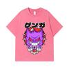 275 GSM Washed T-shirts 100% Cotton Pokemon V10 Gengar Print Unisex Heavy Cotton T Shirt