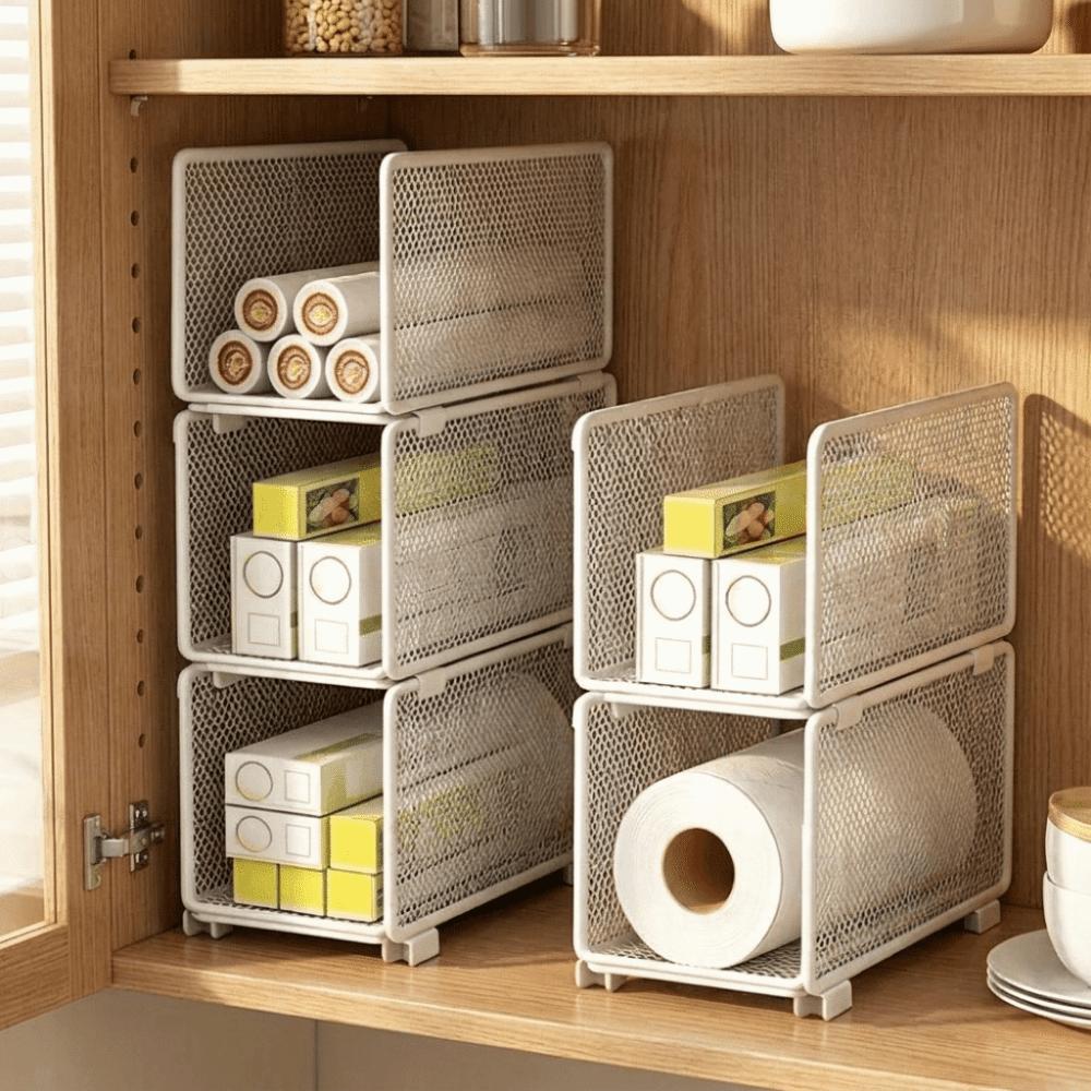 Multi-Layer Plastic Wrap Storage Rack Iron Vertical Storage Rack Cabinet Organizer for Kitchen
