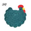 Chicken Coop Decoration Crochet Hen Coaster, Handmade Shape Knitted Mat Handcrafted Coaster for Coffee Cup, Cute Kitchen Countertop Bar Accessory
