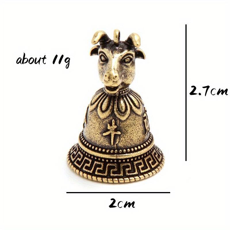 1pc Brass Chinese 12 Zodiac Animals Heads Bell Keychain Pendants Jewelry Vintage Copper Feng Shui Car Key Chain Hanging Keyring Gift