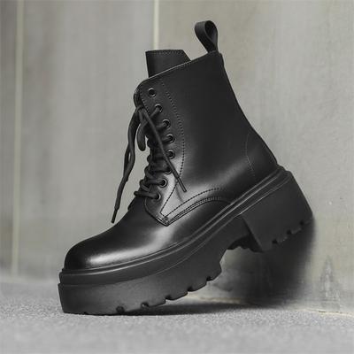 Martin Boots Thick-soled Heightening Tooling British Style High-top Leather Boots Men's Locomotive Side Zipper Short Boots 30322-J