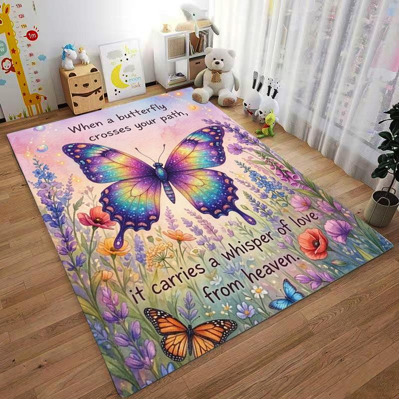 Butterfly and Floral Whisper carpet Non-slip rug suitable for living room and bedroom sofas