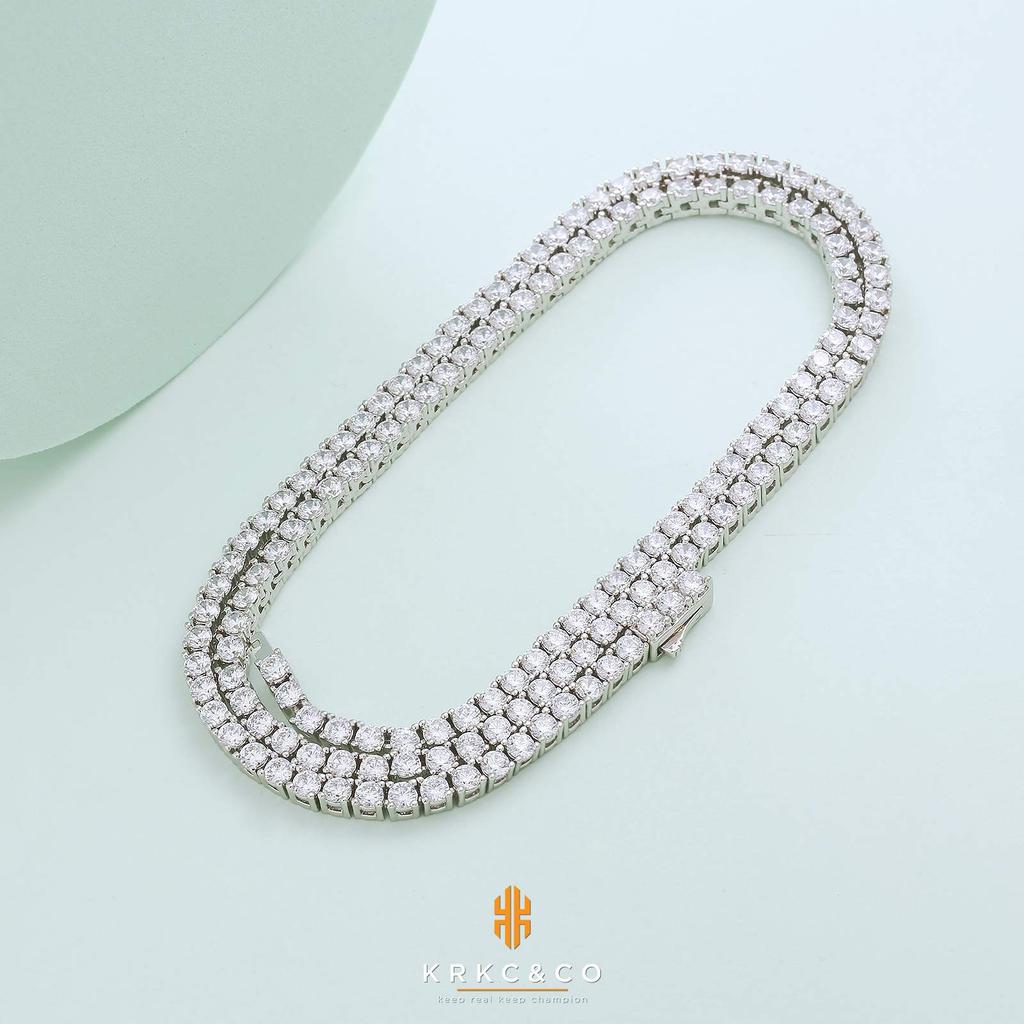 Tennis Chain 3mm CZ White Gold Chain Hip Hop Bling Street Style Accessory 3mm White KRKC&CO Necklace, Wide, Diamond, Plated, Women's Necklace,