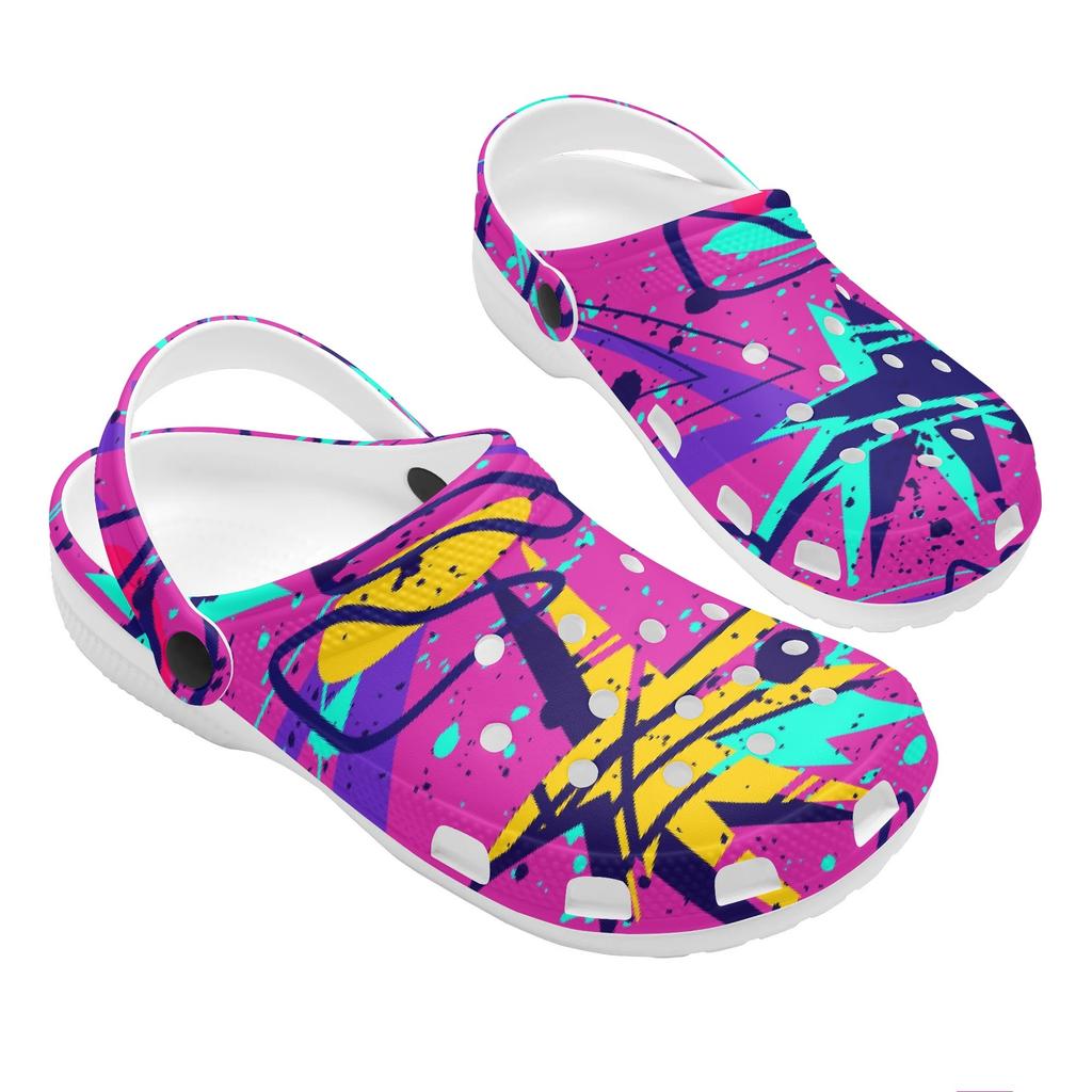 Unisex EVA Garden Shoes Color Printed Lightweight Breathable Slip On Clogs Beach Pool Bathroom Home Summer Wear Soft Comfort