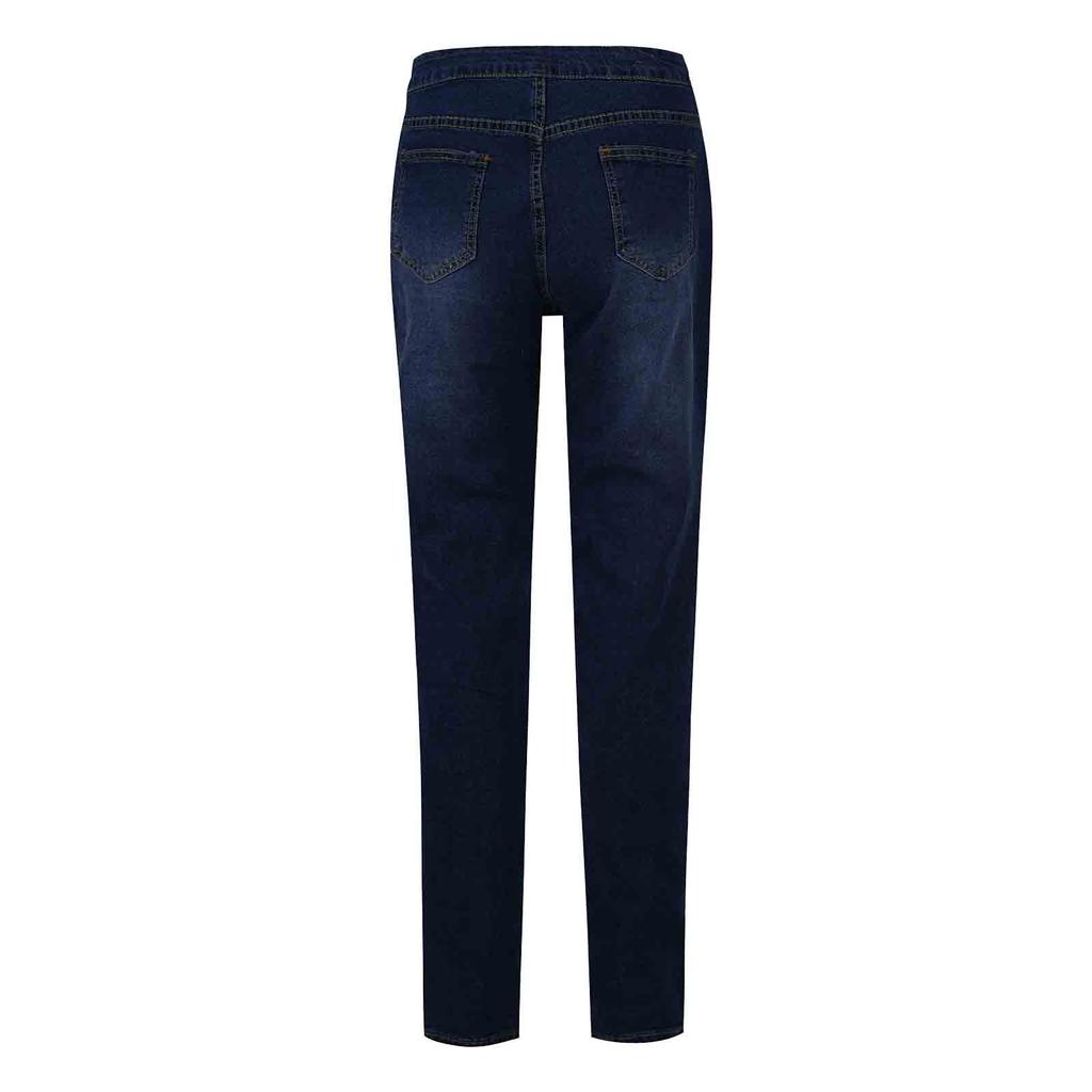 Summer Women's Button Slim Front And Back Pocket Zipper Design Leggings Leg Work Pants Denim Trousers