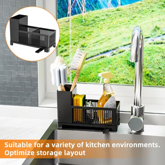 Yousheng Sink Caddy Kitchen Storage Rack Large Capacity Multipurpose Drain Rack Sponge Holder Countertop Organizer