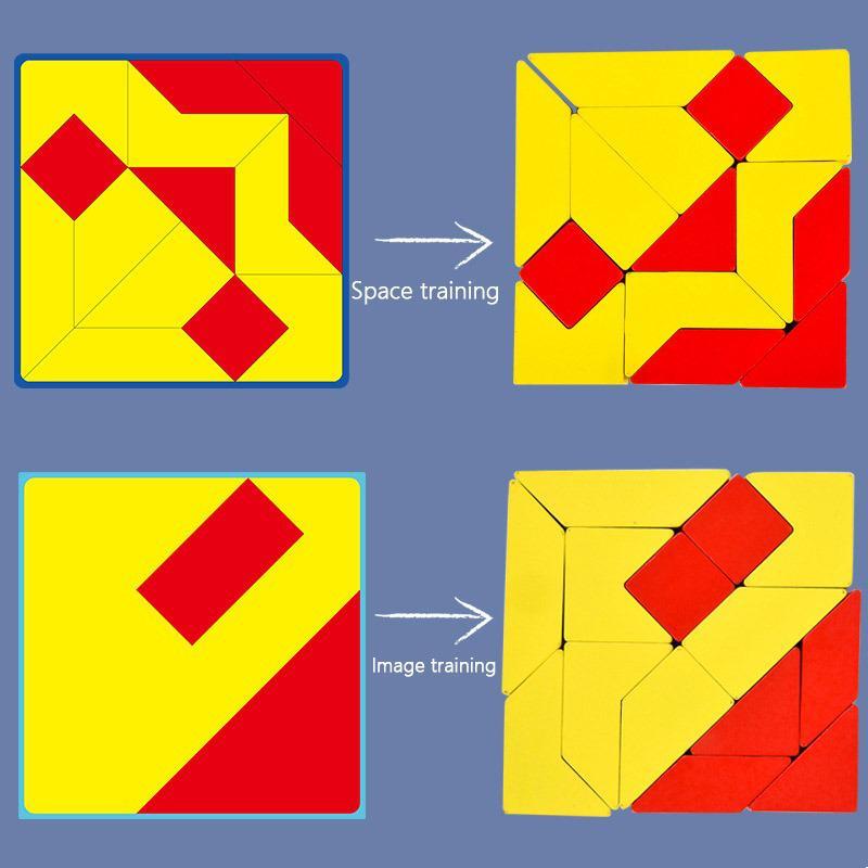 Children's Montessori Geometry Puzzles Building Block Face Changing Logical Thinking Training Early Education Wooden Toy