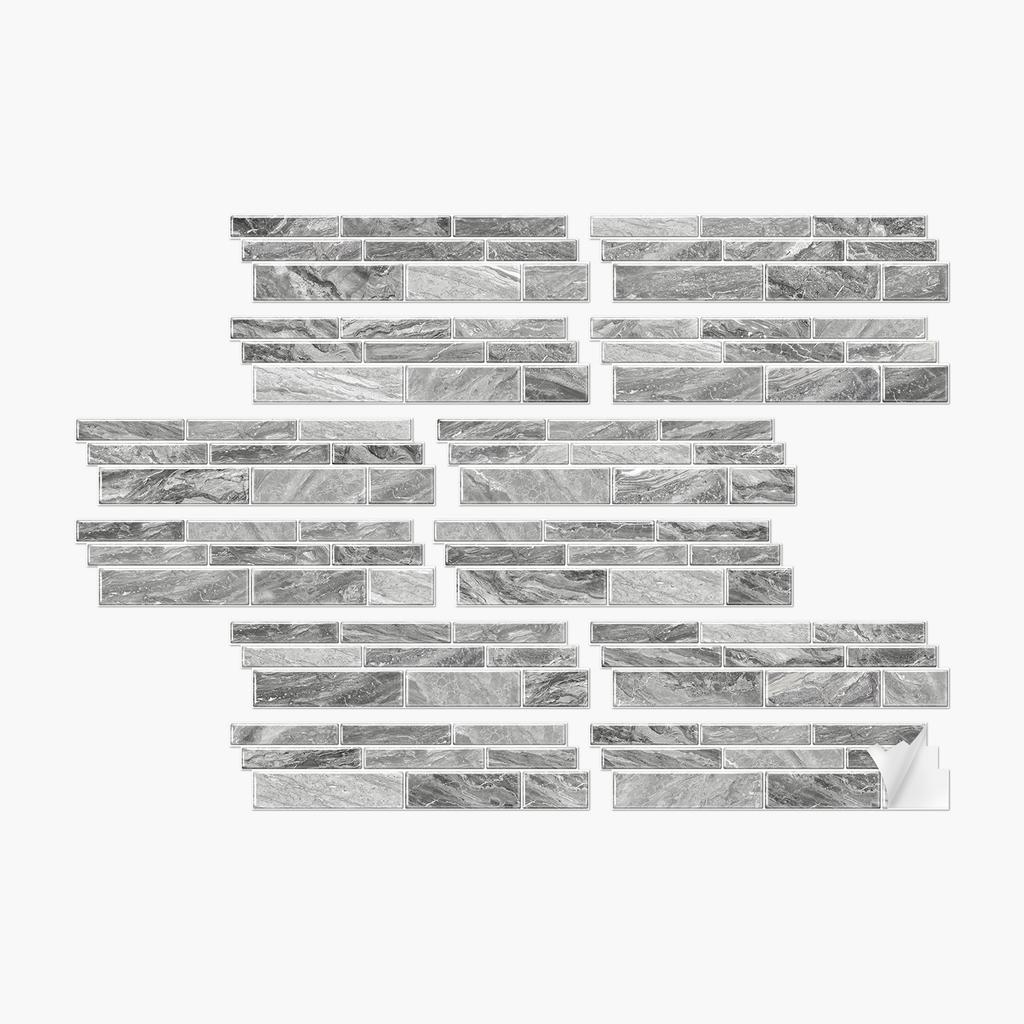 12 Mosaic Special-Shaped Wall Stickers Marble Crystal Tile Stickers Kitchen Bathroom Waterproof Self-Adhesive Wall Decoration