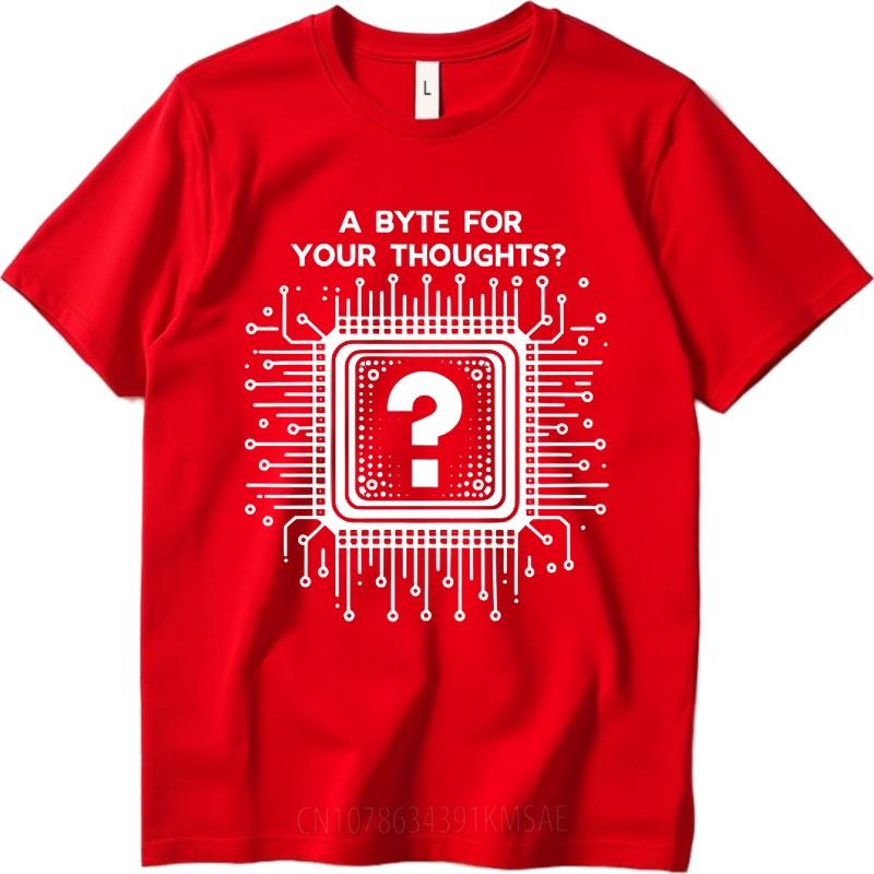 

Mens Unisex Comfort Tshirt Brand summer For man tshirt A Byte For Your Thoughts Design Short Sleeve Rock Round Neck tops S