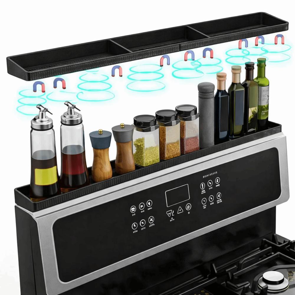 Silicone Over the Stove Spice Rack 3 Partitions Kitchen Storage Shelf  for Flat-Top Stove