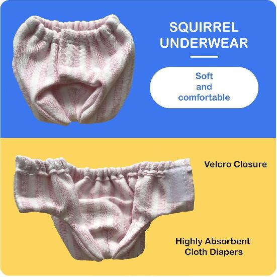 2PCS Small Pet Diapers,Adjustable Sugar Glider Diapers Climbing Diapers,Washable,Specially Designed for Use On Pet Squirrels Small Medium Guinea Pig.