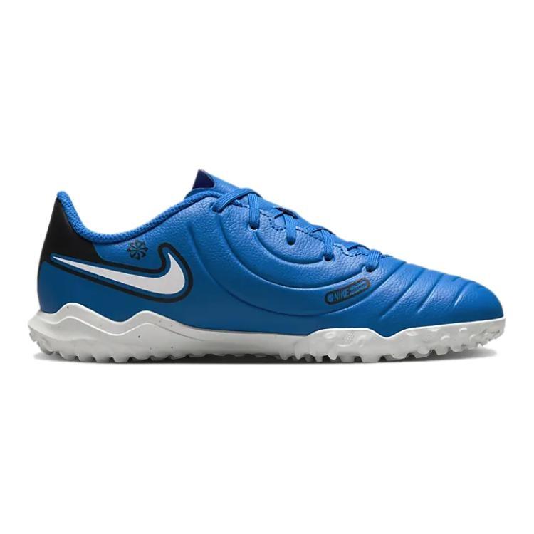 Nike Tiempo Legend 10 Slip Resistant Abrasion Resistant Low Top Kids' Soccer Shoes Blue White Kids' DV4355-400