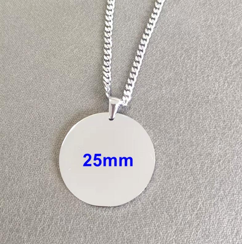 10pcs Mirror Polish Stainless Steel Round Blank Pendant Necklace Minimalist Zircon Men's and Women's Necklace Zircon Gift