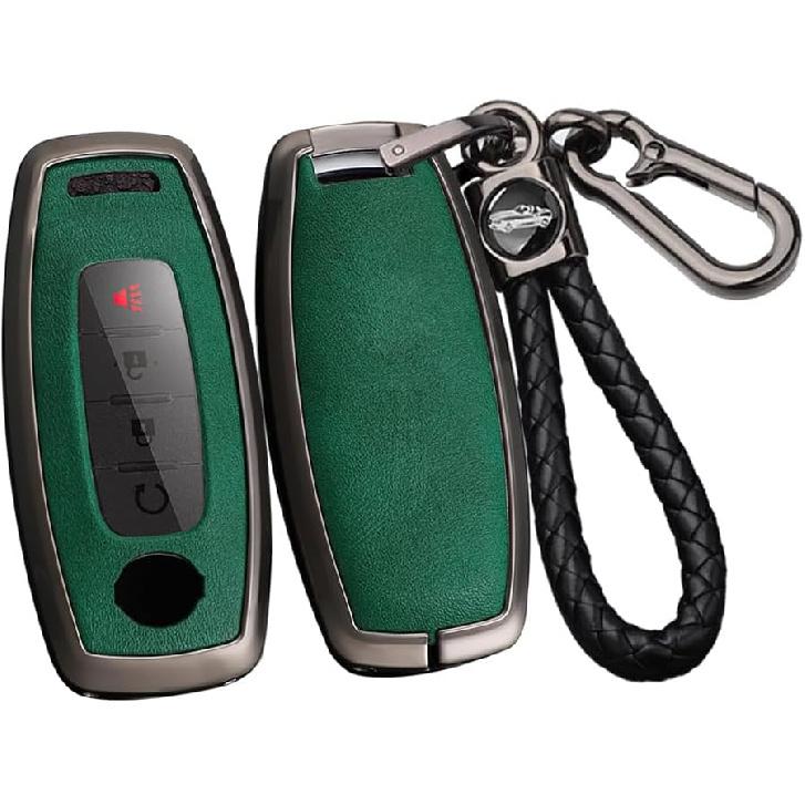 SANRILY PU Leather 3/4/5 Button Key Fob Cover Fit for Nissan Rogue 2024 2023 Pathfinder X-trail Ariya 8 Gen Th New Teana Keyless with Keychain