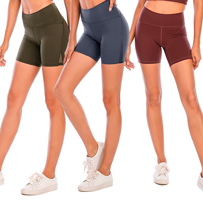 

Mesh Spliced High-Waist Nude Yoga Pants - Women s Breathable, Hip-Lifting, Summer Fitness Shorts M/Size 4