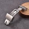 316L Solid Stainless Steel Watch Band 14mm 16mm 18mm Double Push Butterfly Safety Clasp Folding Buckle Hypoallergenic Universa
