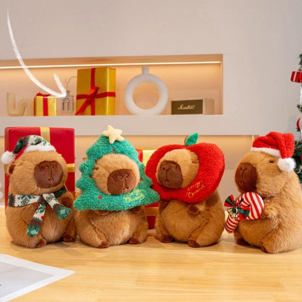 Green Scarf Christmas Capybara Plush Doll Dress Up Capibara Fluffty Doll  Christmas Toy