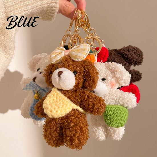 Fashionable Bear Charm Plush Keychain, Cute Puppy Bag with Portable Decoration Crocheted Accessories, Stuffed Animal Pendant for Women Girls Backpack