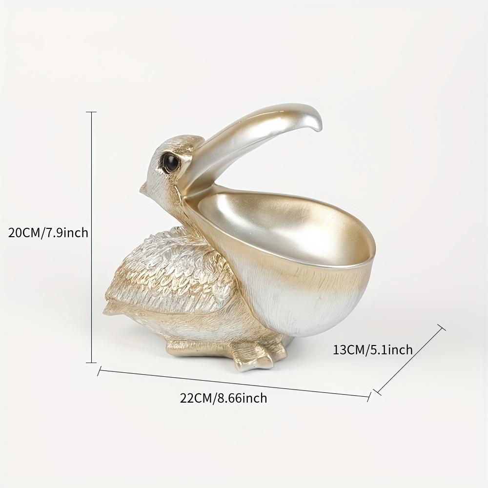 A Realistic Pelican Desktop Storage Ornament,Creative Storage Ornament,Key Watch Snack Candy Storage Box,Suitable For Living Room Decoration Ornaments Resin