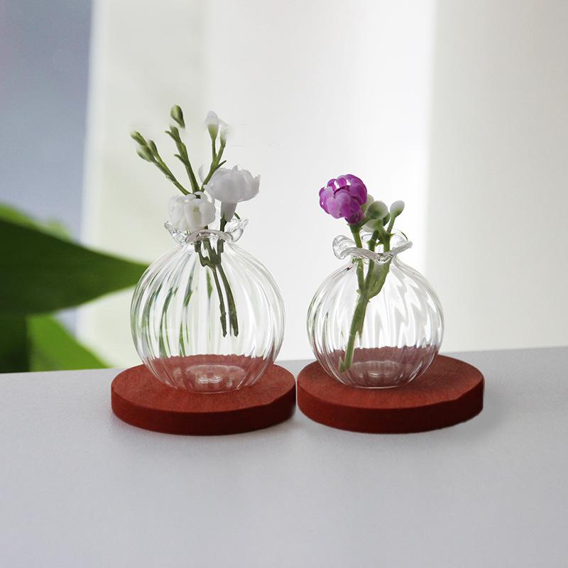 Round Ball Lace Mouth Miniature World Model Dried Flower Glass Vase Handcrafted Decoration Baby House