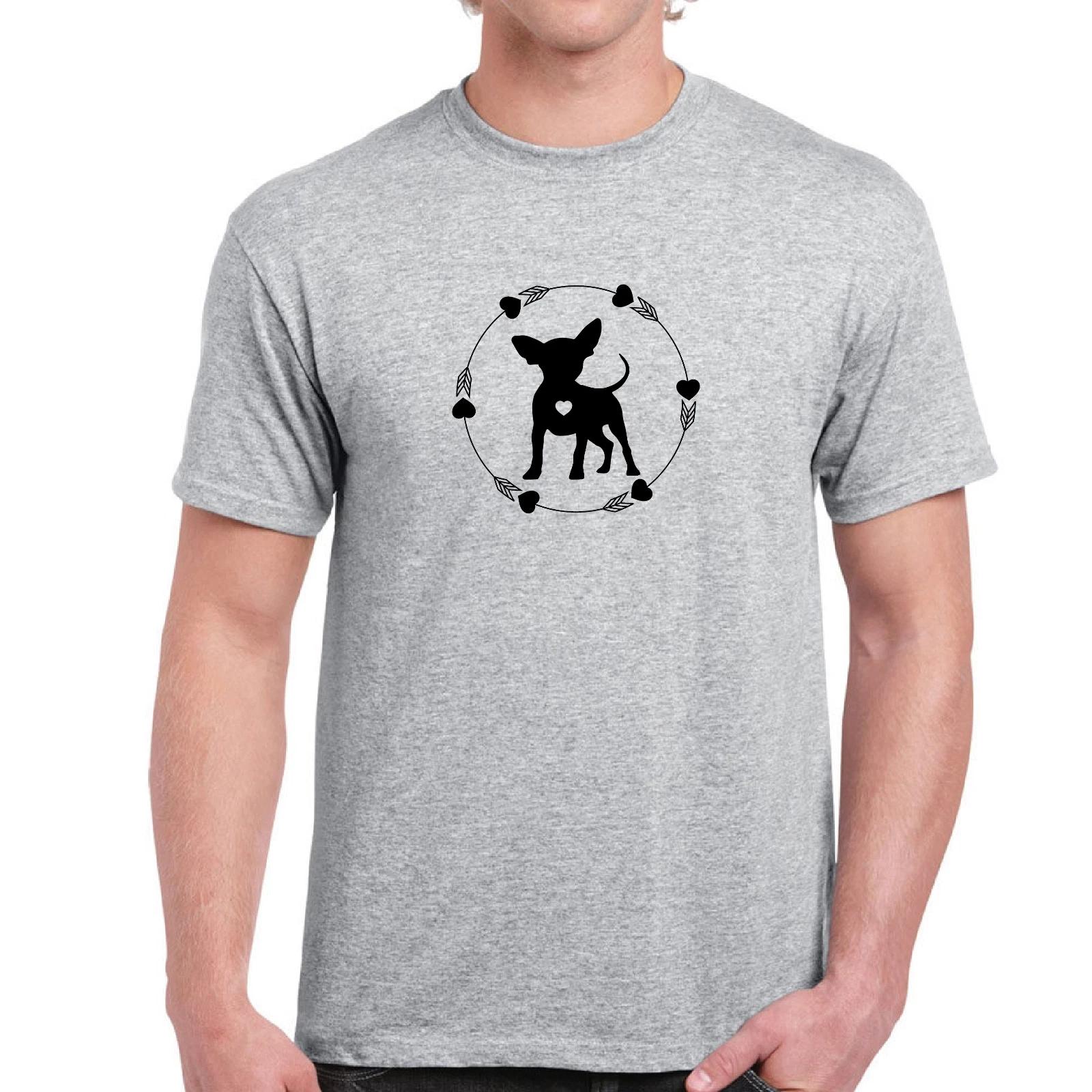 Chihuahua Silhouette Dog Breed Chihuahua Heart Fur Babies Cotton Gray T-Shirt 3XL