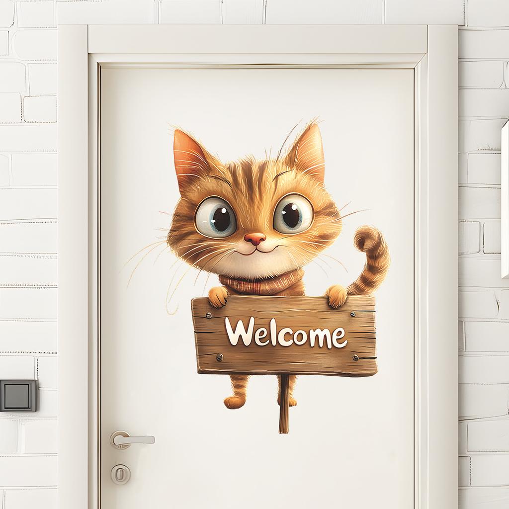 Kreative Katzen-Wandtattoos mit Schriftzug, niedliche, abnehmbare und selbstklebende Wandtattoos für Kinderzimmer und Wohnzimmer