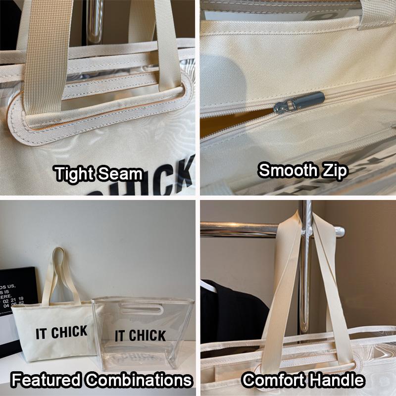 New Waterproof Ladies Pvc Beach Bag, Large Capacity Multi-functional Canvas Ladies Tote Bag, Suitable For Travelling, Commuting