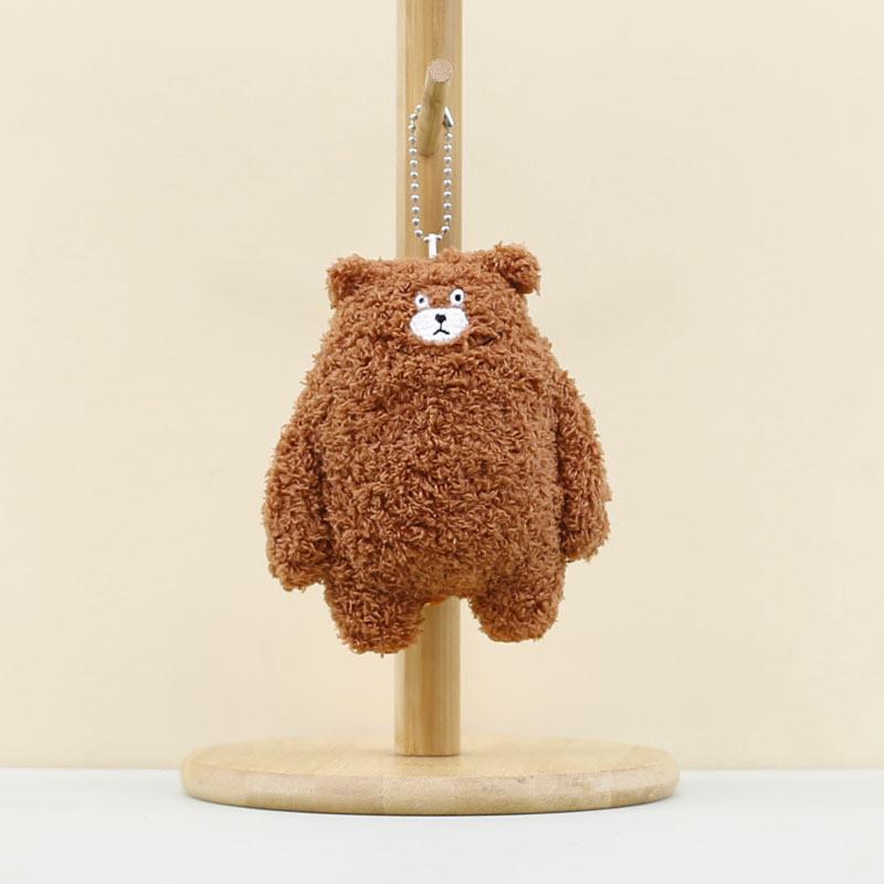 Adorable Cute Bear Plush Toy Keychain Soft Short Fur Hanging Doll For Bags
