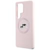 Hülle Karl Lagerfeld Silikon Doppelköpfe und Kreis Magsafe für Samsung Galaxy S25 Ultra Pink