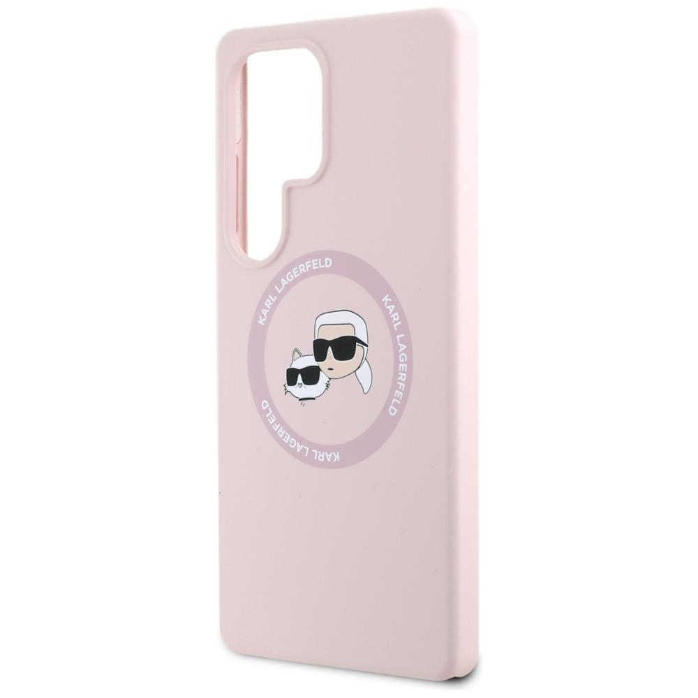 Hülle Karl Lagerfeld Silikon Doppelköpfe und Kreis Magsafe für Samsung Galaxy S25 Ultra Pink