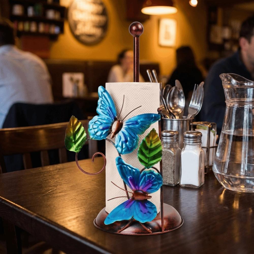 Freestanding Butterfly Paper Towel Holder One-handed Tear Standing Toilet Paper Holder  Kitchen