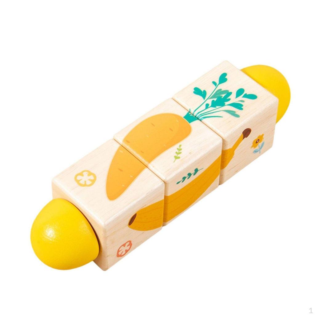 Rotating Puzzle Toy Early Education Wooden Cubes Develops Motor Skills ChildCentered