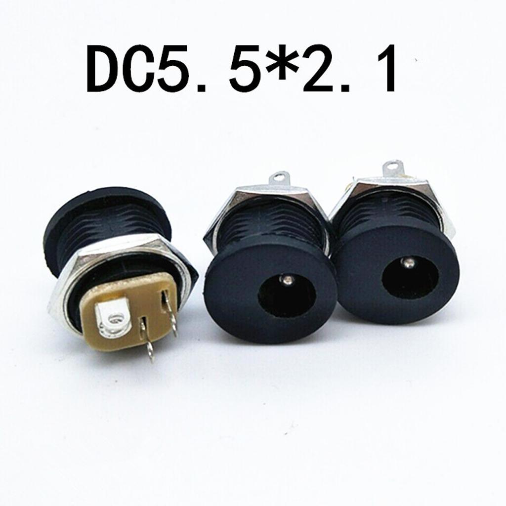 10 Pairs for DC Power Adapter 5.5x2.1mm Female Male Jack Electrical Socket Plug Adapter PCB Panel Mount Connector DIY P