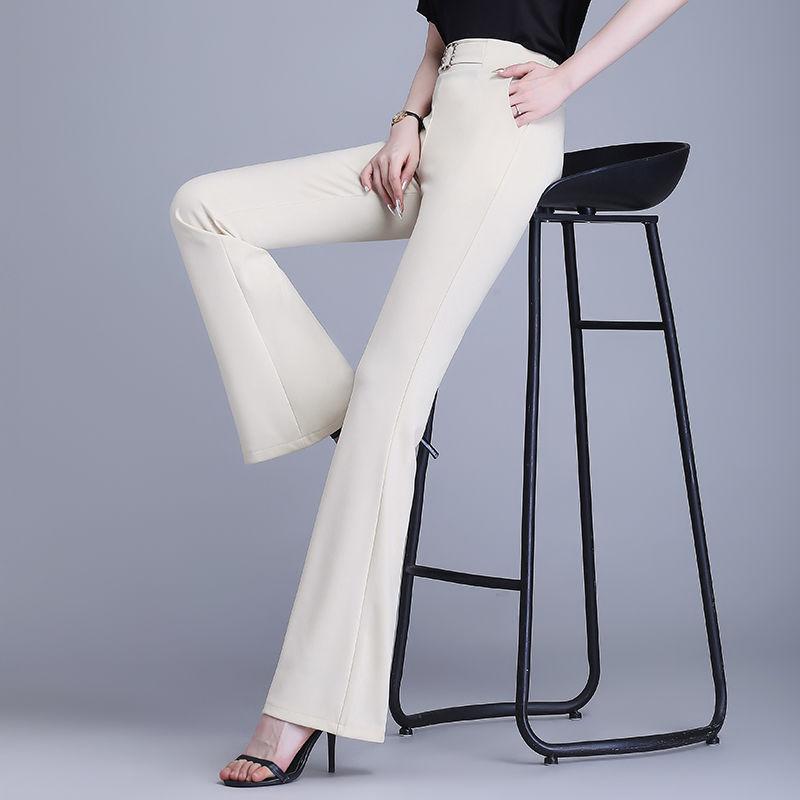 Office Lady Fashion Slim Flare Suit Pants Spring Autumn Korean Elastic High Waist Solid Women Clothing All-match Casual Trousers