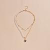 Pearl Splicing Chain Star Pendant Double Stacked Women's Alloy Necklace Neck Chain