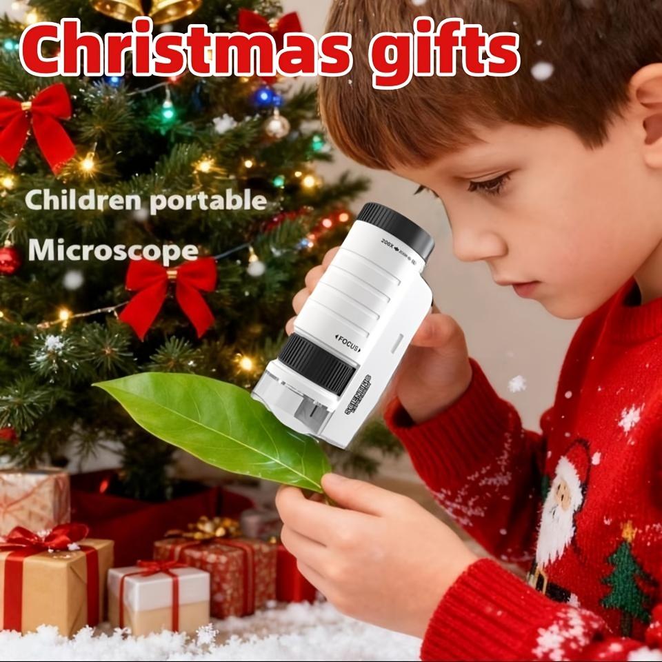Microscop portabil LED pentru tineri/Jucărie științifică educațională portabilă pentru explorarea biologiei/Perfect de Crăciun /cu controale de focalizare și expunere