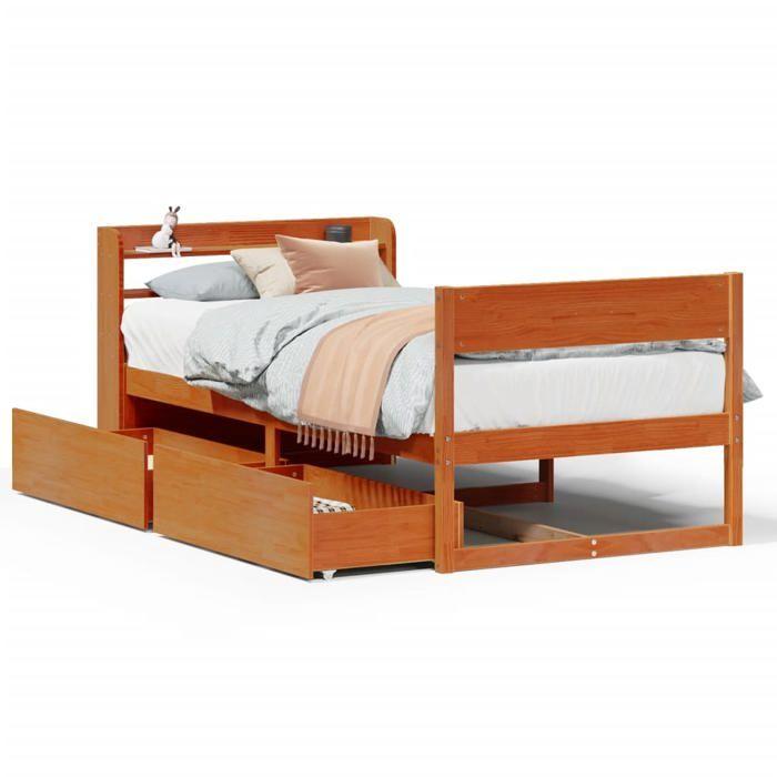 VidaXL Bed Frames Without Mattress Wax Brown 75x190 Cm Solid Pine Wood 3307148
