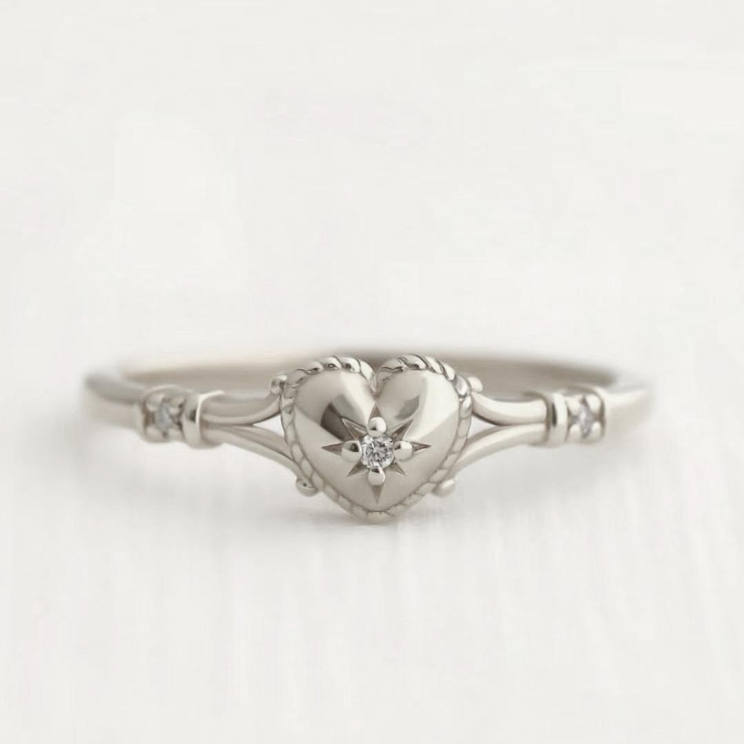 1Pcs Simple and fashionable heart-shaped silver ring accessory - love jewelry finger ring 5