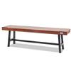 Outdoor Bench 63 in Wood Garden Bench Metal Leg Park Patio Dining Bench