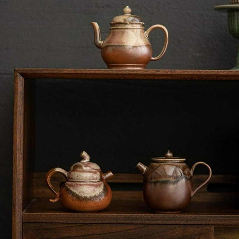 Retro Ceramic Tea Cup Kiln Change Japanese Porcelain Teapot Kung Fu Tea Set Household Drinking Tea Ceremony Accessories New