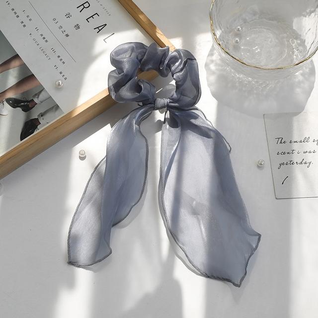 

Новые головные уборы Женская мода Резинка для волос Корейский стиль Сатин Жемчуг Бант Длинная лента Женский Сладкий Милый и Аксессуары для волос