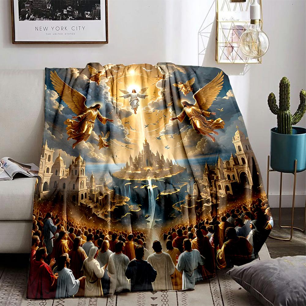 Heavenly Scene with Angels and Light Keep warm Keep warm suitable for living room and bedroom sofas
