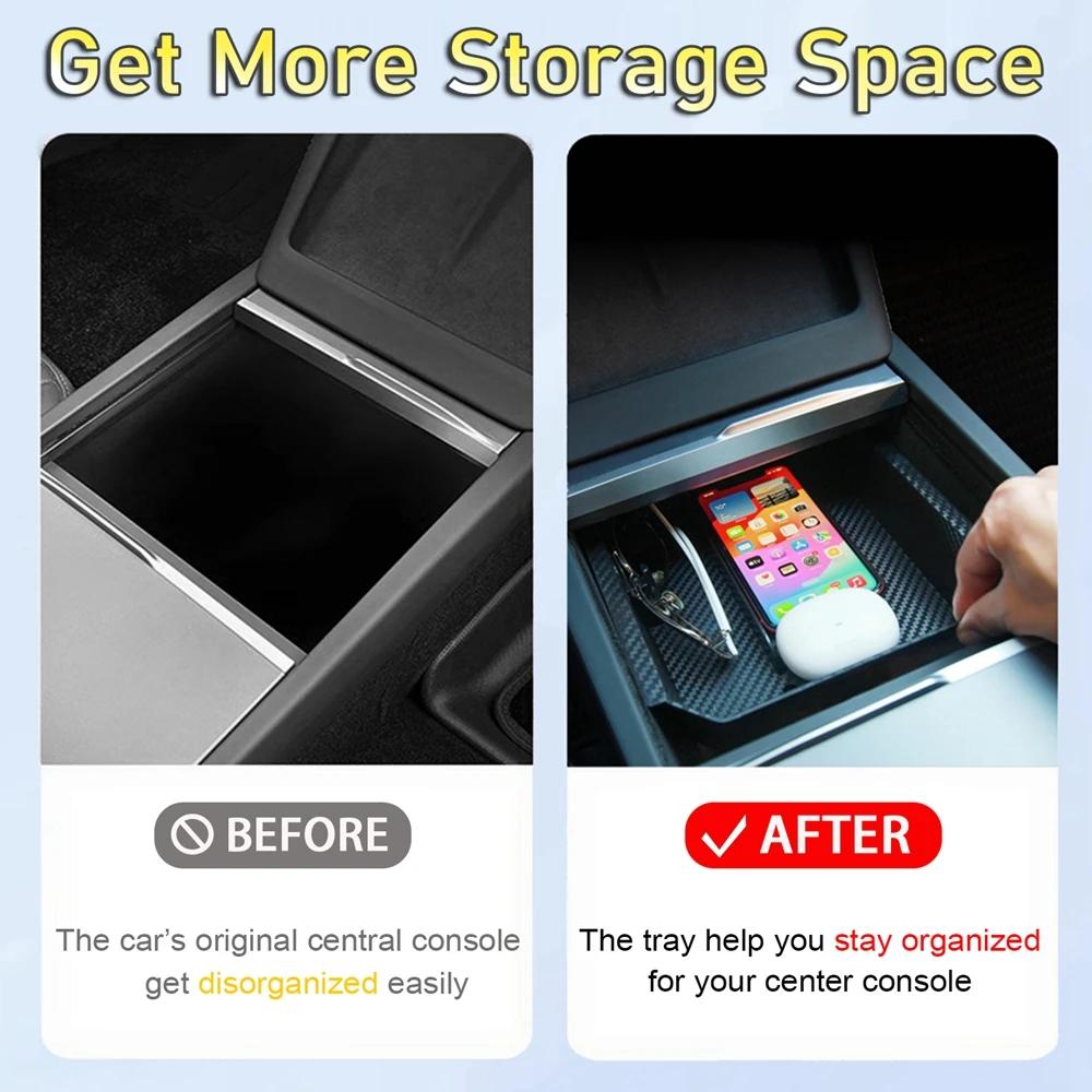 Center Console Organizer For New Tesla Model 3 Highland Model Y Launch Tray Armrest Storage Box Cup Holder Mats Trim Accessories