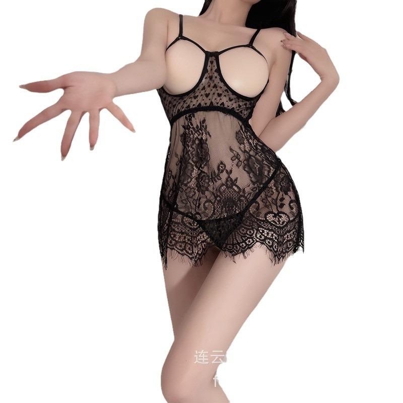 Sexy lingerie bared pajamas lace sexy lingerie panties tease bed lace halter 1