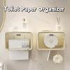 Hole-Free Facial Towel Storage Box Large Capacity Wall Mounted Transparent Storage Rack PET Dust-proof Toilet Paper Organizer