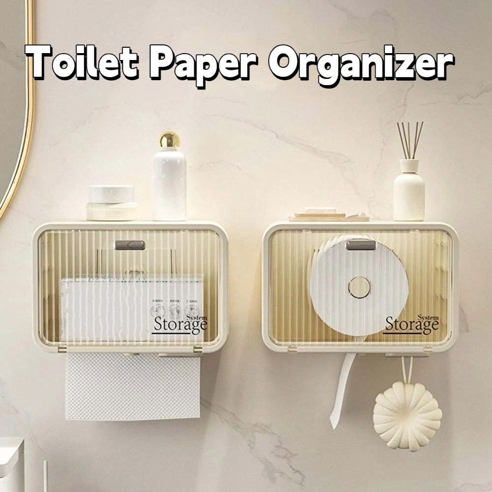 Large Capacity Transparent Storage Rack Wall Mounted Toilet Paper Organizer  Bedside Table