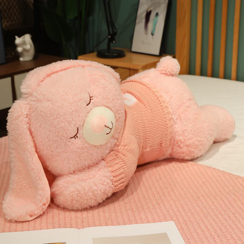 

Большая Милая Плюшевая Игрушка Зайчик для Кровати Девочки - Подушка для Сна и Кукла в Свитере 80 cm розовый